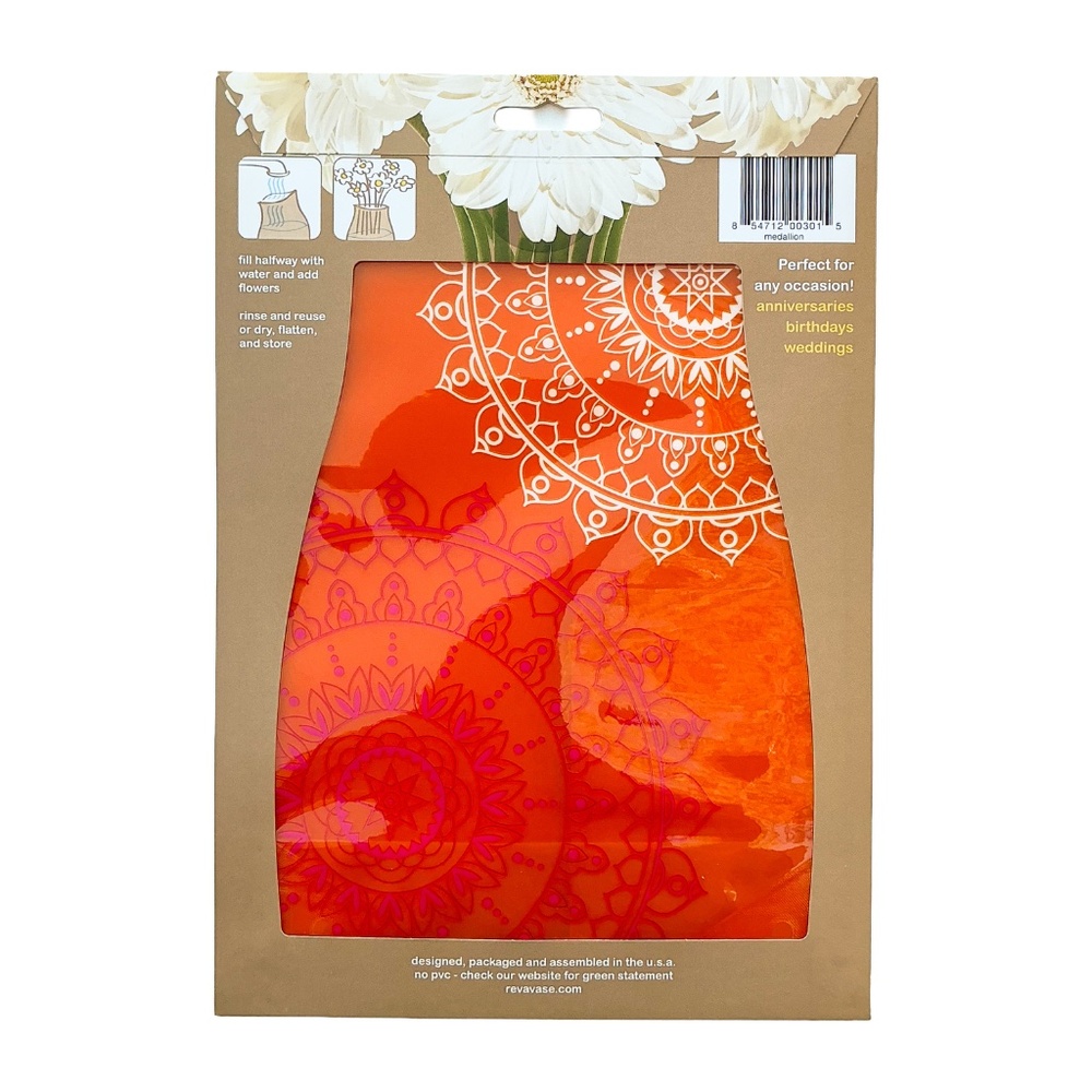 Flower Vase Medallion Design Orange NWT - Picture 3 of 5